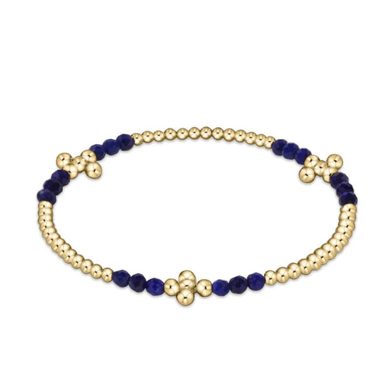 Signature Cross Gold Bliss Pattern 2.5mm Bead Bracelet - Lapis