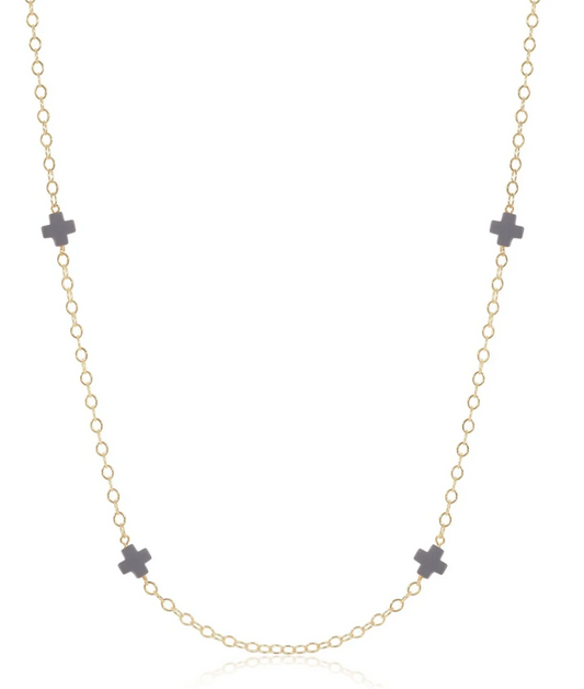 41'' Necklace Simplicity Chain Gold - Signature Cross Charcoal