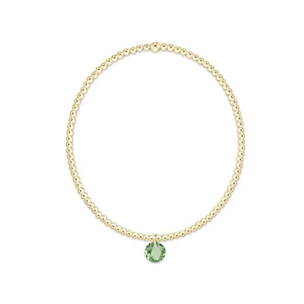 Classic Gold 2mm Bracelet- Reflection Small Charm- 08