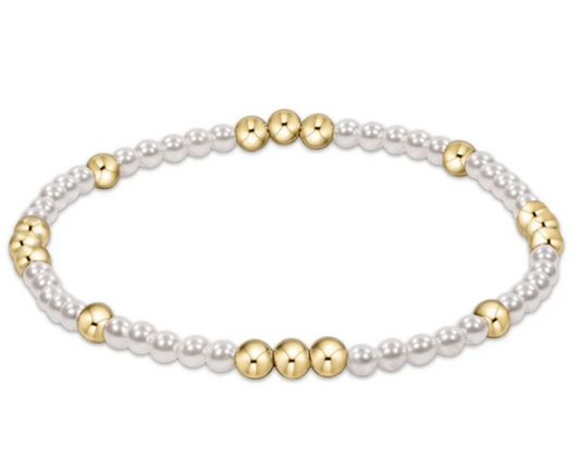 Worthy Pattern 3mm Bead Bracelet - Pearl