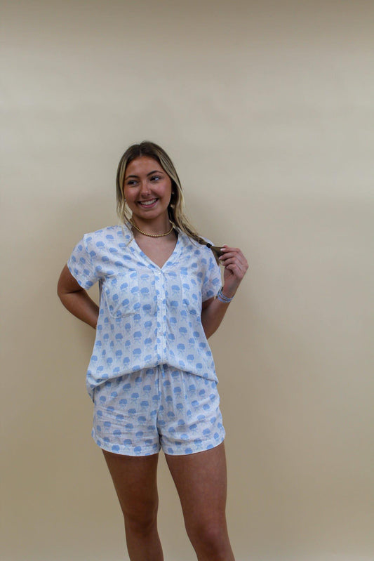 Claire Short Sleeve Button up  Sleep shirt