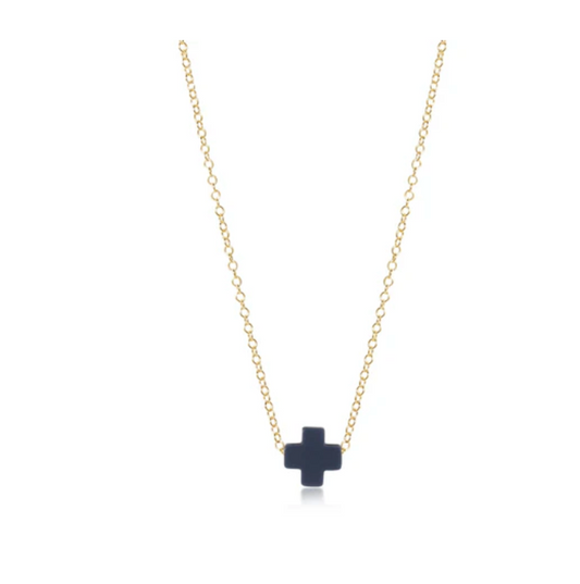 16" Necklace Gold - Signature Cross Navy