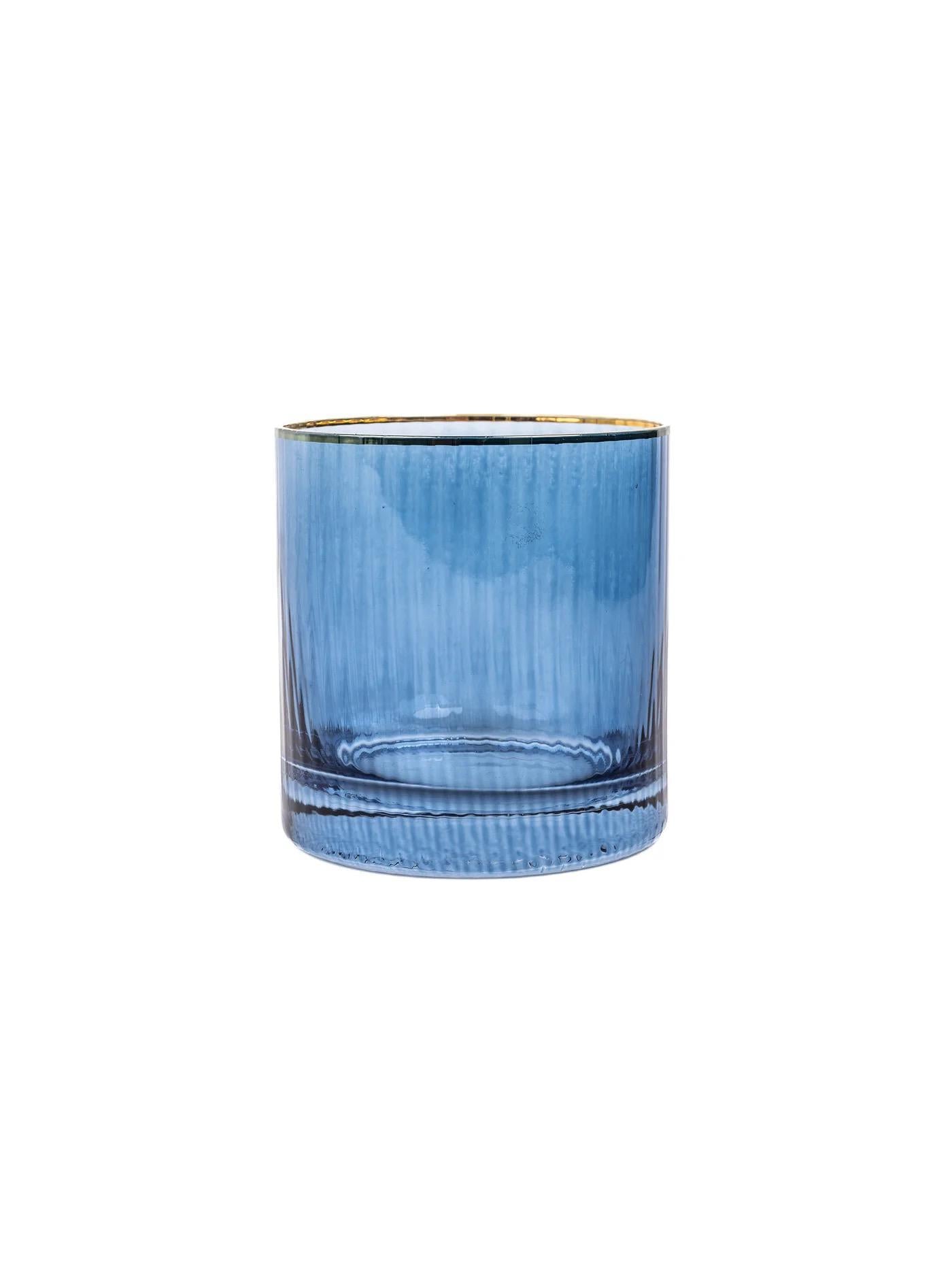 Ribbed Blue Glassware