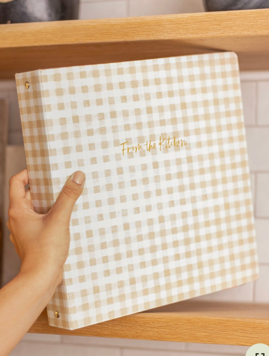 Beige Gingham Large Recipe Binder