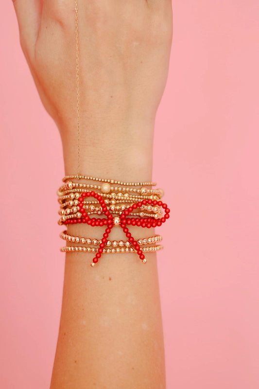 Red Pearl Bow Bracelet