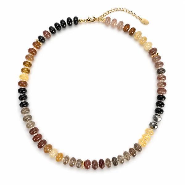 Color Garden Beaded Necklace - Natural Stone Beads Mix - Amber Garden