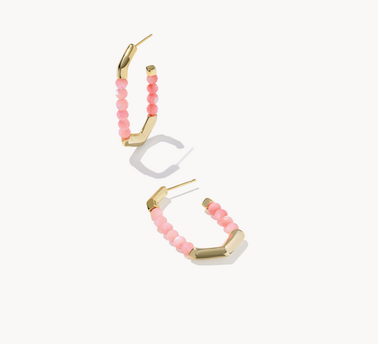 Sylvia Hoop Ear Gold Pink Chalcedony