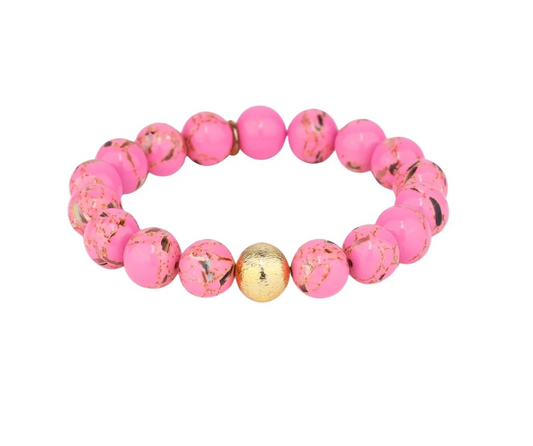 Marble Beaded Bracelet - Pink