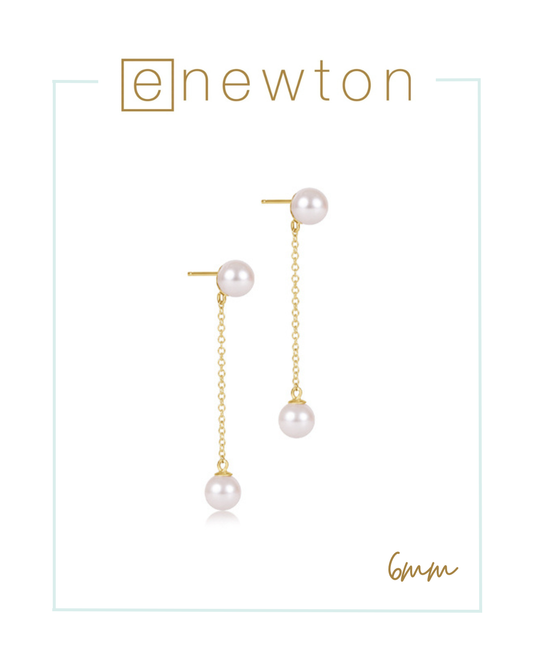 Simplicity Chain Gold Drop Earring - Pearl 6mm