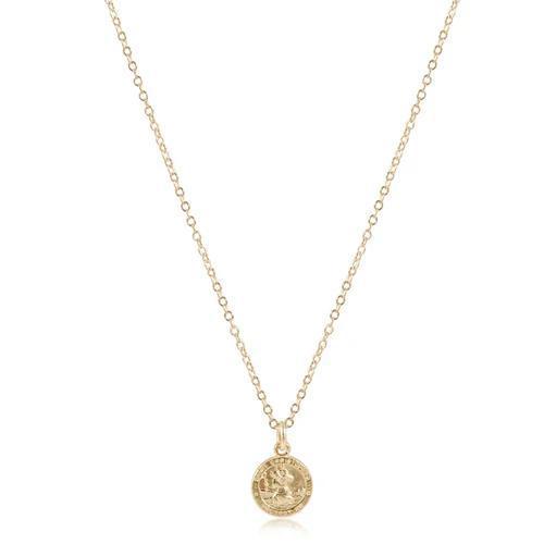 16" Necklace Gold - Protection Small Gold Disc