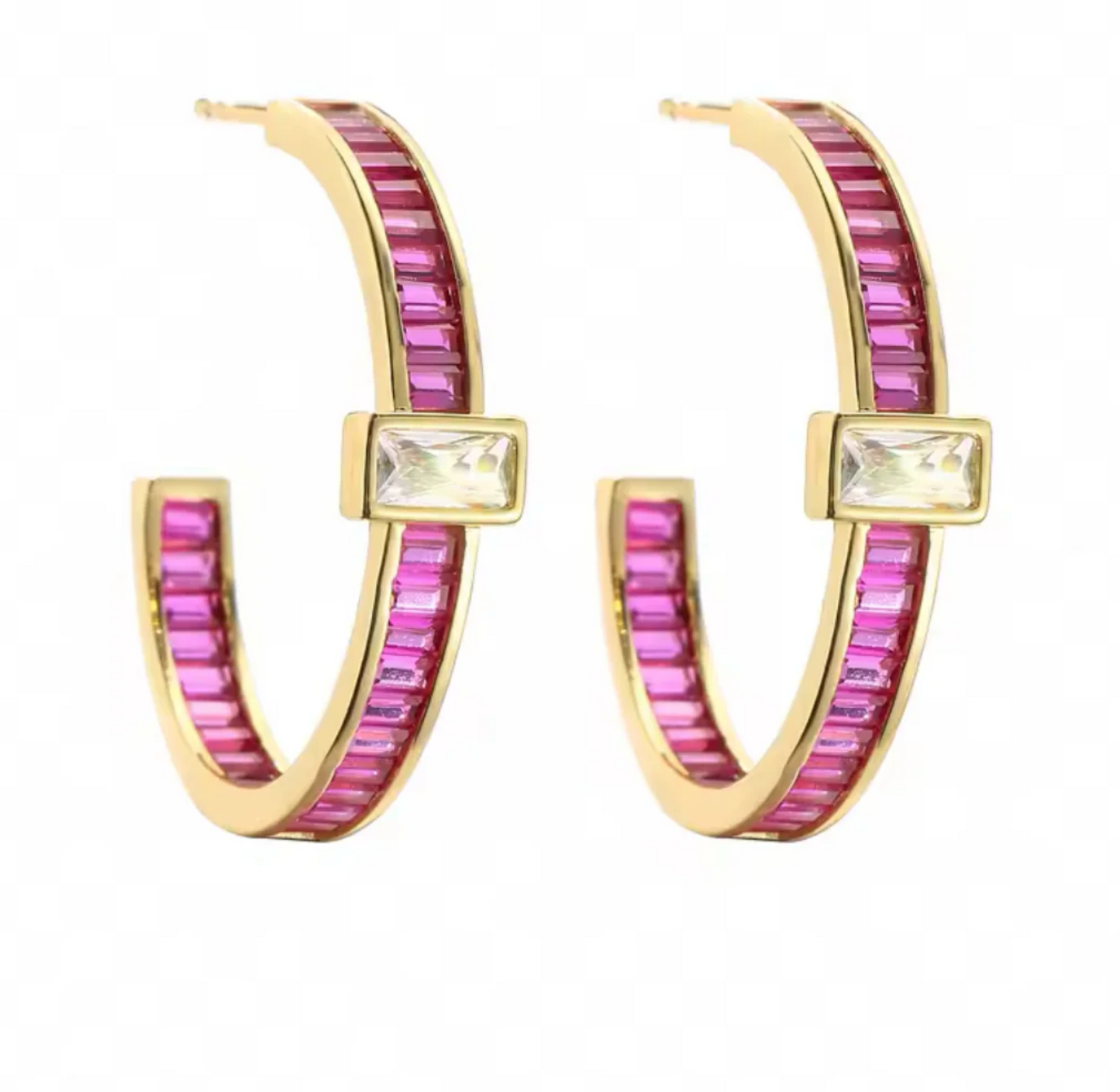 Colorful Baguette Hoops