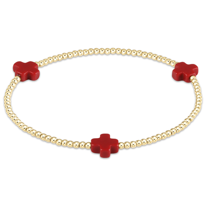 Signature Cross Small Gold Pattern 2mm Bead Bracelet