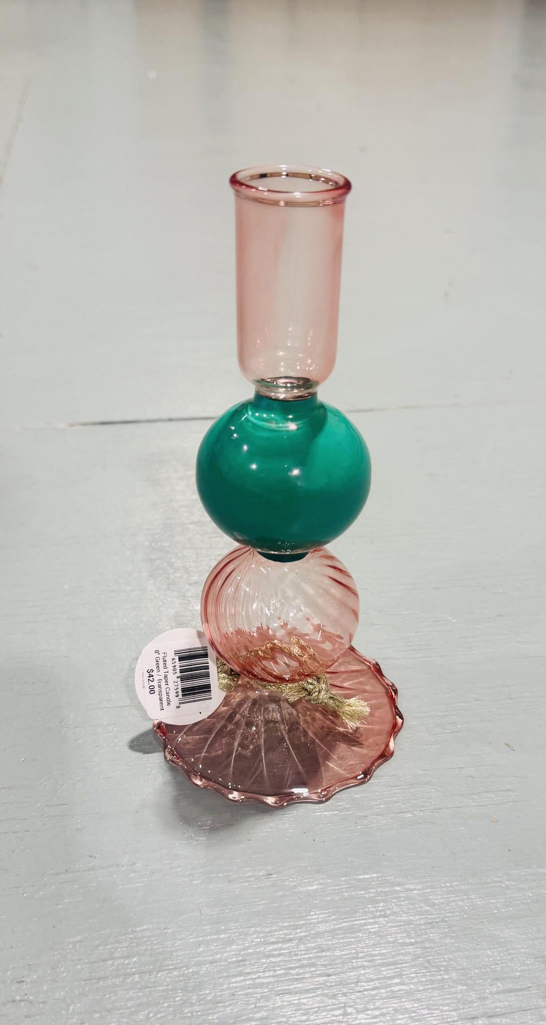 Fluted Taper Candle Holder Glass 12 Assortment