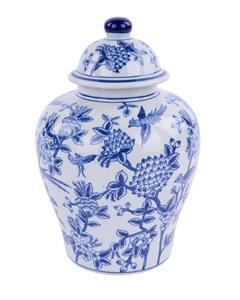 10.25"H X 6.5" Dia Porcelain Blue Ginger Jar
