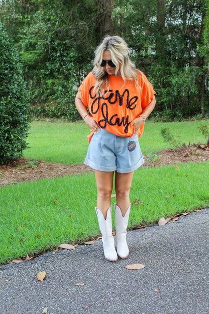 Game Day Metallic Tee Orange