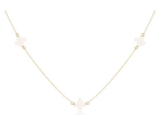 17" Choker Simplicity Chain Gold - Signature Cross Off-White