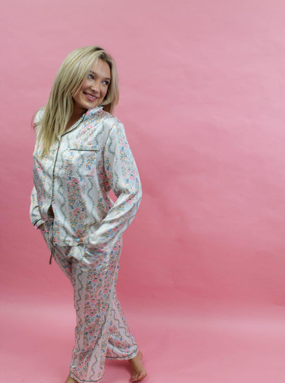 Charlotte Ivy Lane Satin PJ Set - Ivory