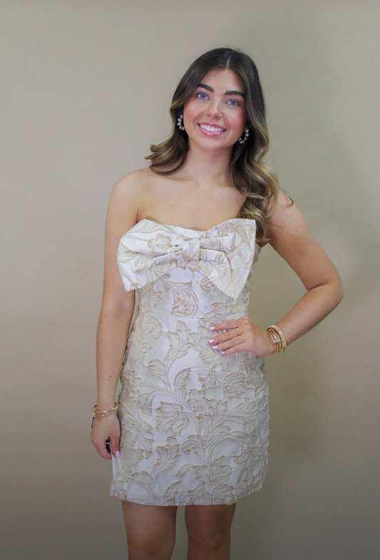 Belle of the Bow Dress in Champagne