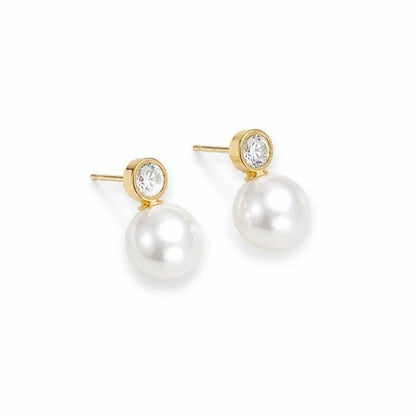 Pearl & Gold Sparkle Stud Earrings, Modern Classic