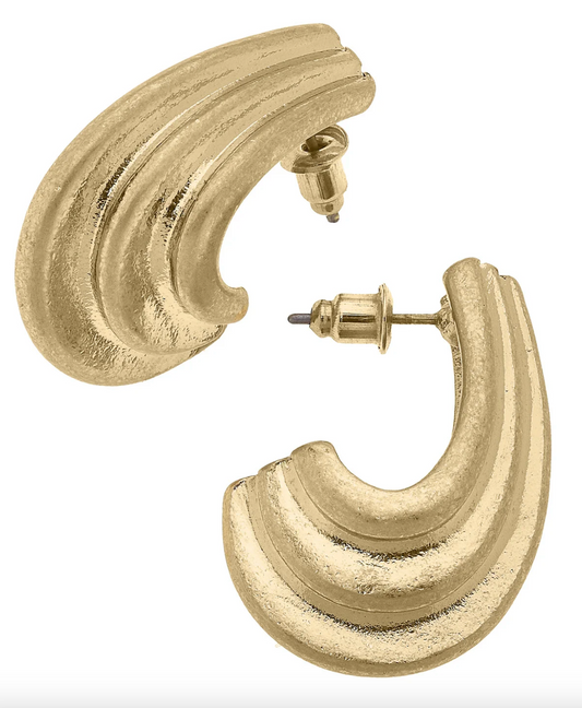 Carmela Scuplted Arch Statement Earrings in Worn Gold