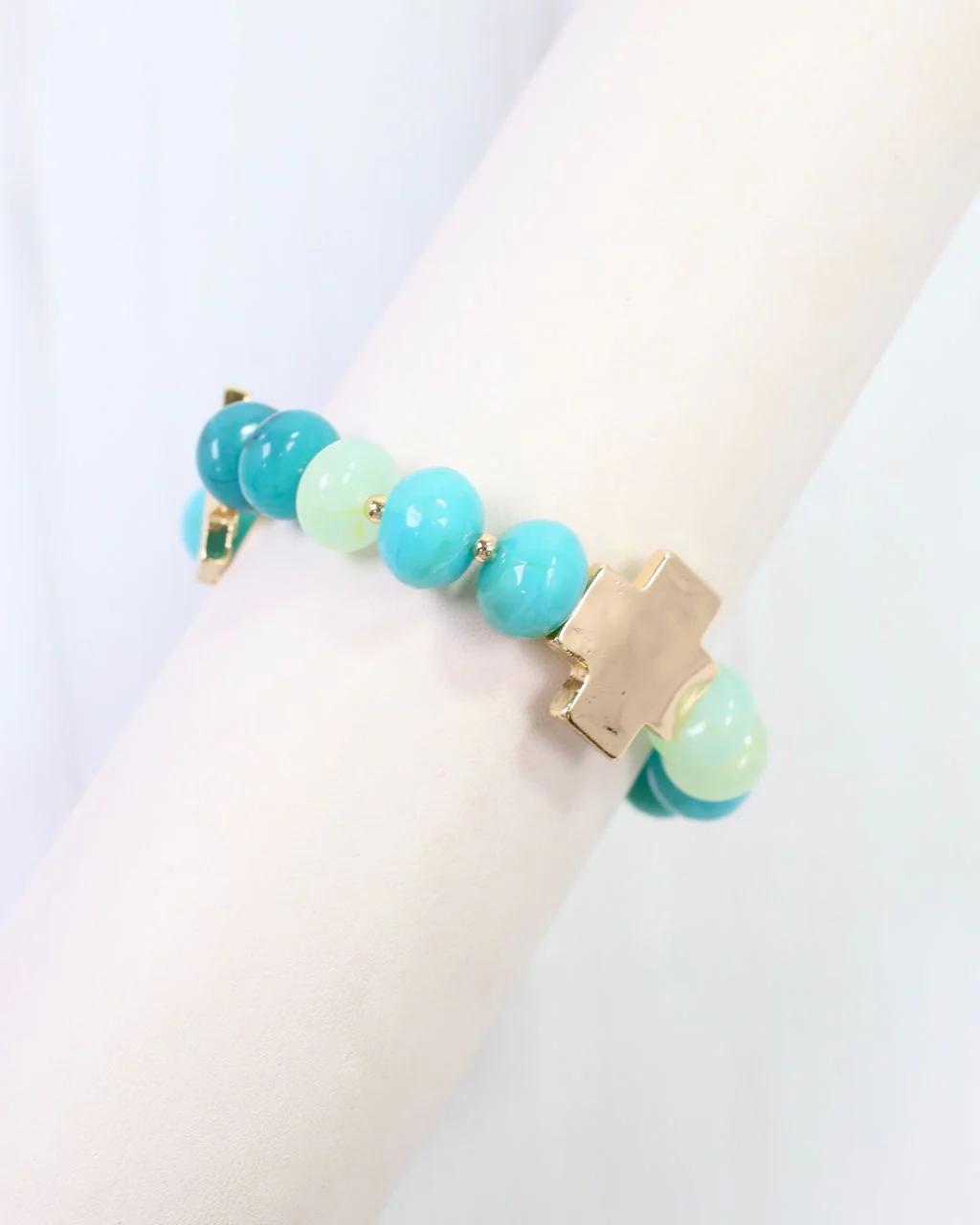 Berkeley Stone Beaded Cross Bracelet