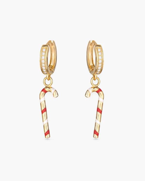Gold Candy Cane Drop Earrings