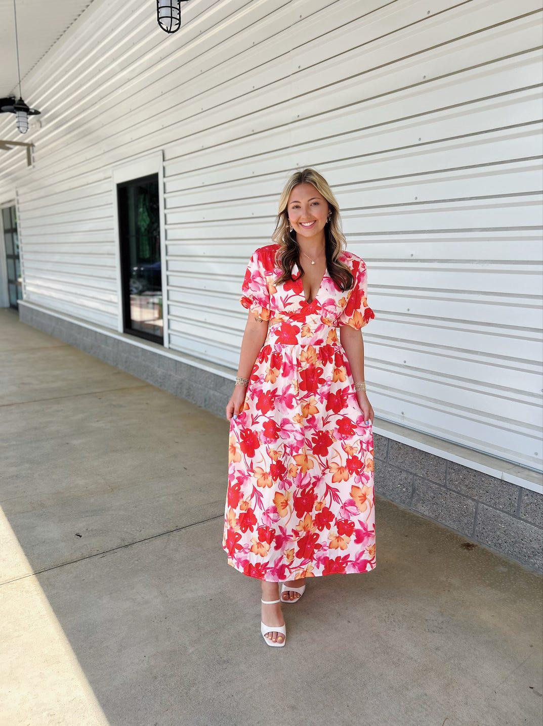 Meryn V-neck long swing dress