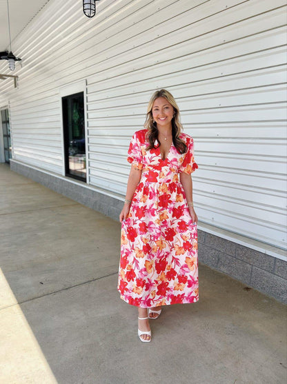 Meryn V-neck long swing dress