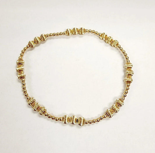 Dignity Joy Pattern 5mm Bead Bracelet - Gold