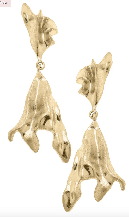 Majorca Molten Metal Statement Earrings in Worn Gold