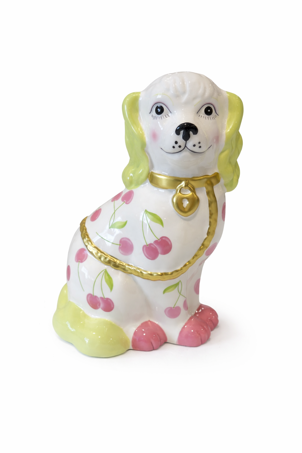 11" Dog Vase with Cherry Motif