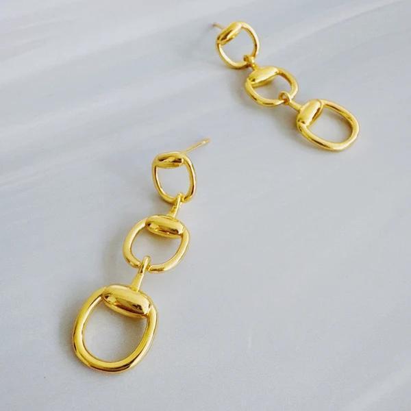 Equestrian Link Drop Earrings - Chic Horsebit-Inspired Design