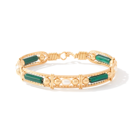 Color Your World Bracelet w/ Beads and Pearls Malachite