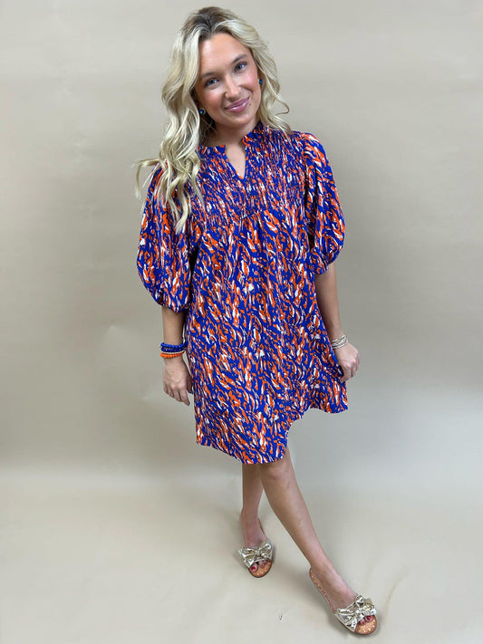 Dress Amelia Tiger Tail Blue/O Extra Small