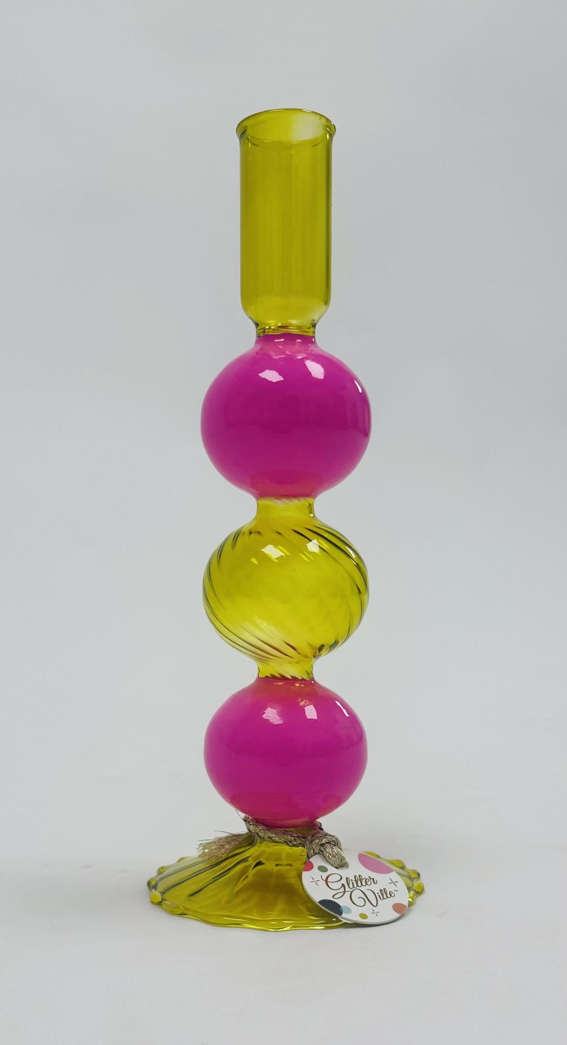 Fluted Taper Candle Holder Glass 12 Assortment