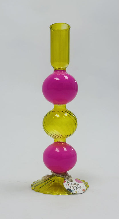 Fluted Taper Candle Holder Glass 12 Assortment