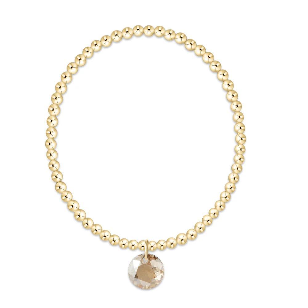 Extends Classic Gold 3mm Bracelet - Reflection Charm ( Birthstone )
