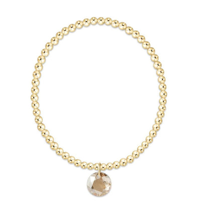 Extends Classic Gold 3mm Bracelet - Reflection Charm ( Birthstone )