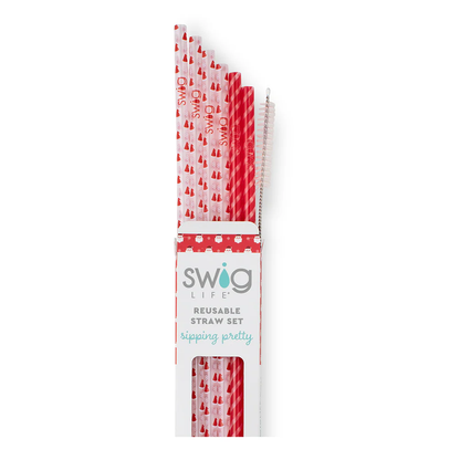 Santa Baby & Candy Cane Reusable Straw Set