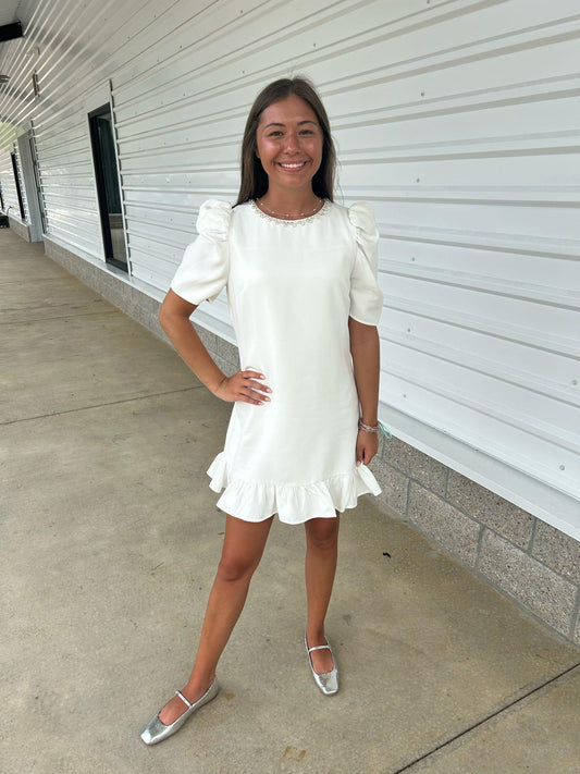 ASYMMETRICAL RUFFLE HEM DRESS