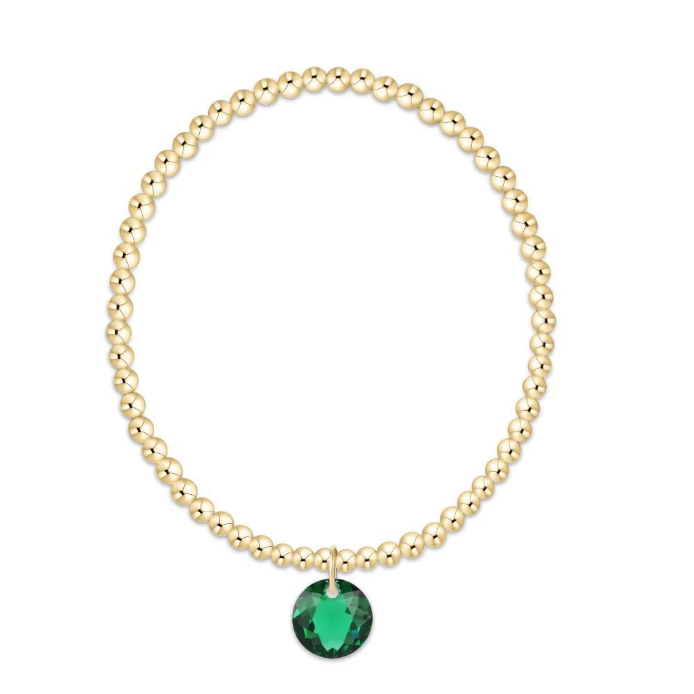 Extends Classic Gold 3mm Bracelet - Reflection Charm ( Birthstone )