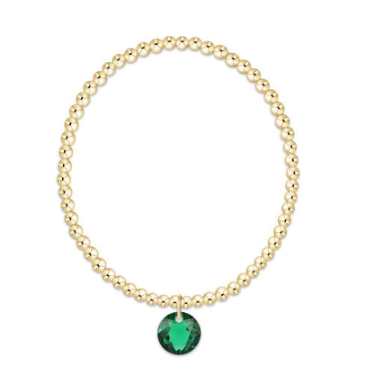 Extends Classic Gold 3mm Bracelet - Reflection Charm ( Birthstone )