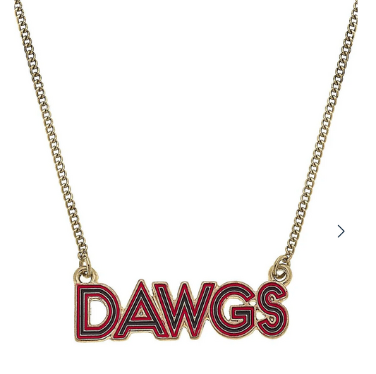 Georgia Bulldogs Outline Enamel Necklace in Red/Black