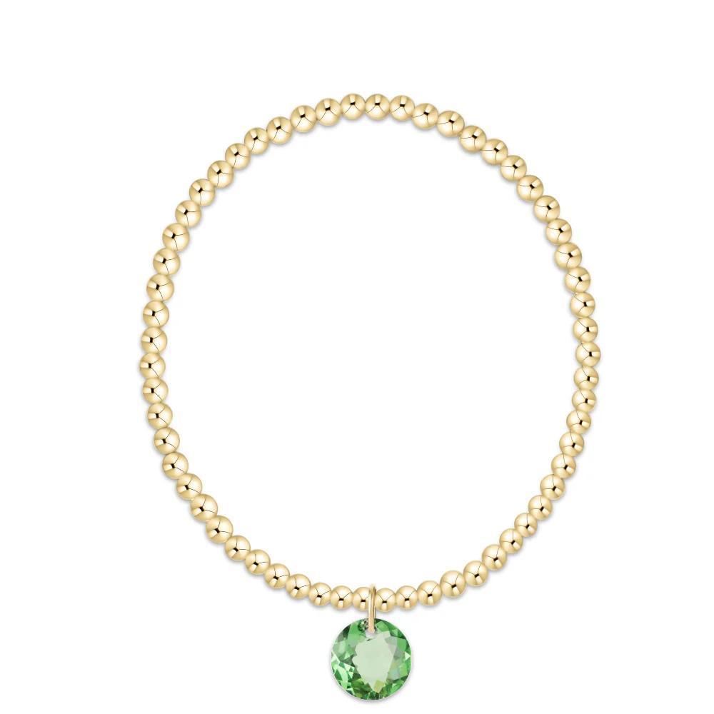 Extends Classic Gold 3mm Bracelet - Reflection Charm ( Birthstone )