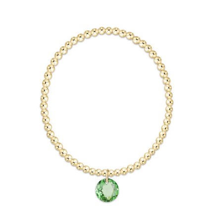 Extends Classic Gold 3mm Bracelet - Reflection Charm ( Birthstone )