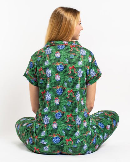 Spruce It Up Short Sleeve Button Up Pajama Shirt