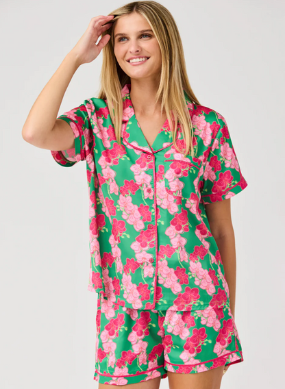 Women's Charlotte Satin Shorts Set | Orchid Reverie Green