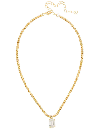 Emerald Cut Pendant Rope Chain Necklace