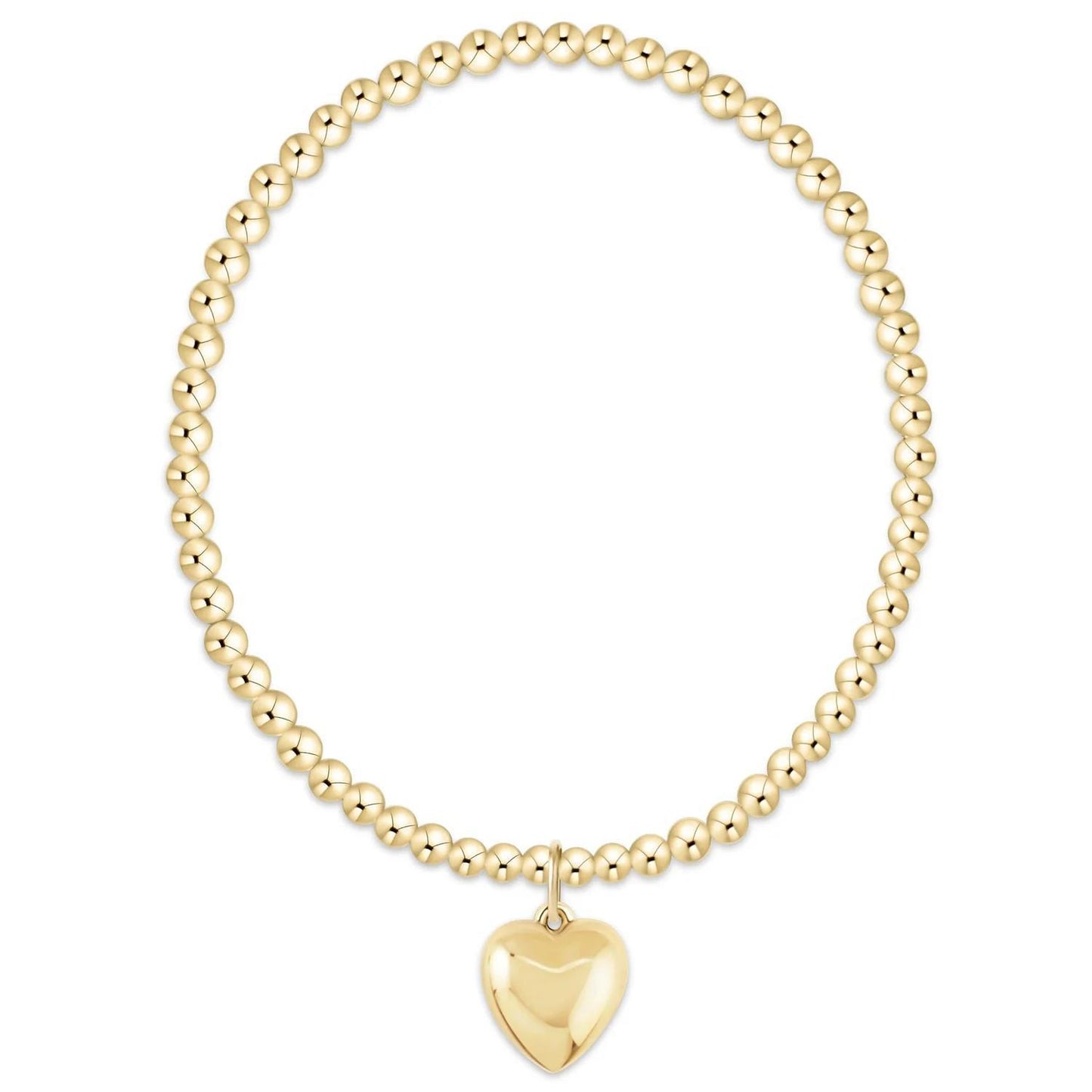 Extends Classic Gold 3mm Bracelet- Love Plush Gold Charm