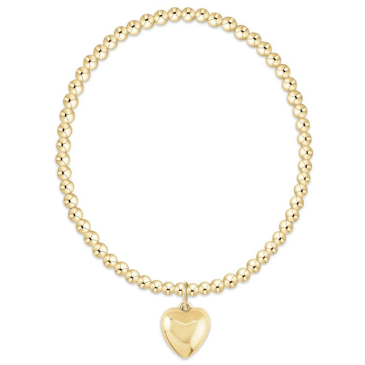 Extends Classic Gold 3mm Bracelet- Love Plush Gold Charm